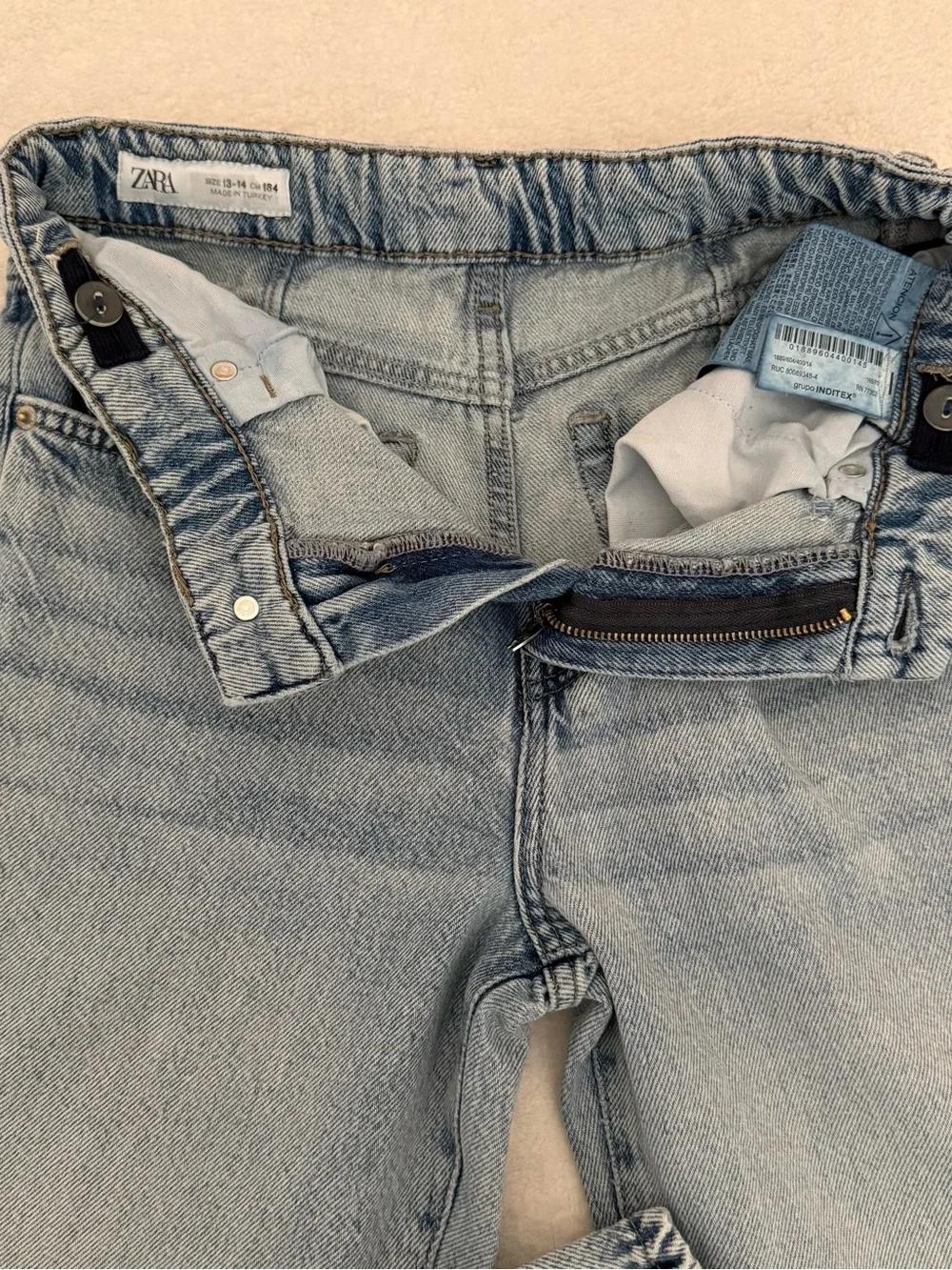 ZARA Kids Light Wash Wide Leg High Rise Jeans Size 13-14